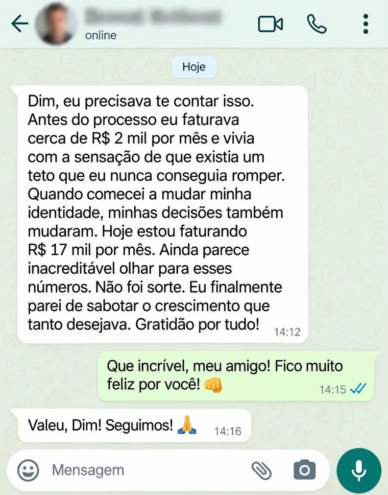 Relato 1 sobre transformação após o Salto Quântico