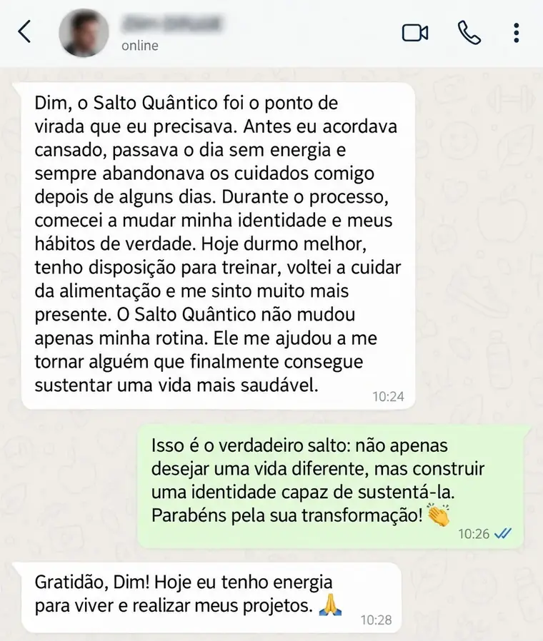 Relato 3 sobre transformação após o Salto Quântico